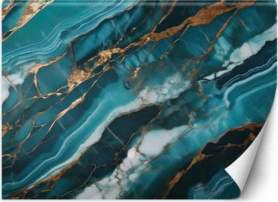 Produktbild von Vlies fototapete Türkisfarbener Marmor mit Goldtextur 300x210 cm Feeby Türkis inkl. Kleber einfache Montage