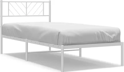 Produktbild von Bettgestell mit Kopfteil Metall Weiß 90x200 cm