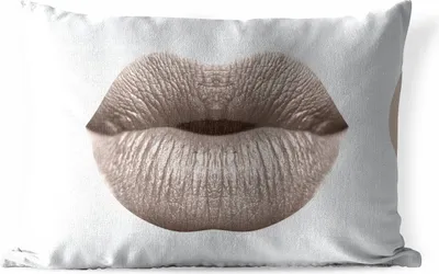 Produktbild von MuchoWow® Outdoor Kissen - Lippen - Pastell - Grau - 50x30 cm - Wetterfest - Lounge Kissen - Sofa kissen - Wohnzimmer Dekoration