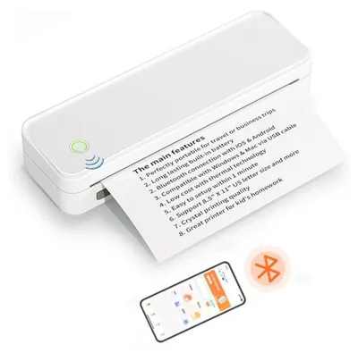 Produktbild von INF Smart A4 Thermodrucker tintenlos Bluetooth USB C kompakt 26.5cm