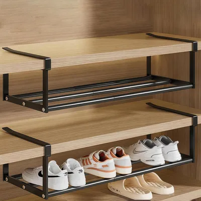 Productafbeelding van Hangende schoenenrek organizer, 2 stuks, verstelbaar, 40-70 cm, zwart