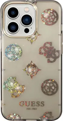 Produktbild von Guess iPhone 14 Pro Max Hardcase Backcover - Peony Glitter - Black