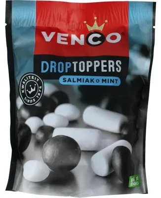 Productafbeelding van Venco Droptoppers Salmiak Mint (225 gr)