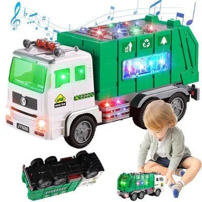 Produktbild von Kinder Spielzeug Müllauto mit Licht und Musik, 4D Beleuchtung Elektrischer Abfallsammler Garbage Truck Spielzeug Hindernisvermeidung Kinderspielzeug