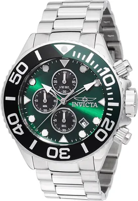 Produktbild von Invicta Grand Diver 48586 Herren Uhr - Quartz Bewegung - Edelstahl mit Grünem Zifferblatt - 52 mm
