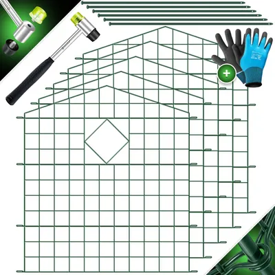 Produktbild von KESSER® Teichzaun Gartenzaun Steckzaun Komplettset Metall Zaunelemente Inkl. Hammer + Befestigungsstäben, Zaun zum stecken für Garten, Oberbogen Rund Gitterzaun Set Freigehege für Hunde