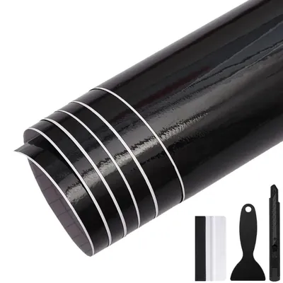 Obrázok produktu pre Samolepiaca fólia, čierna, lesklá, bezbublinová, s odvzdušňovacími kanálikmi, rozmer 50 cm x 150 cm, materiál PVC