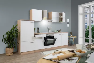 Produktbild von Küche Küchenzeile Küchenblock Einbauküche Eiche Weiß Merle 270 cm Respekta
