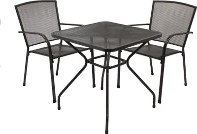 Produktbild von DEGAMO Bistroset Sitzgruppe Gartengarnitur CLASSIC 3-teilig, Streckmetall anthrazit (Tisch 70x70cm)