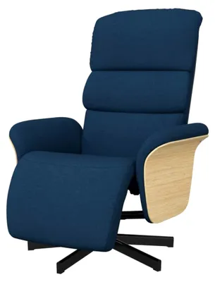 Produktbild von Drehbarer Relaxsessel mit Liegefunktion, Fernsehsessel mit verstellbarer Rückenlehne und Fußteil, Ruhesessel in Blau