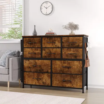 Imagen del producto de Cajonera - Con 10 cajones - Blanca - Estructura de acero - Facha de madera