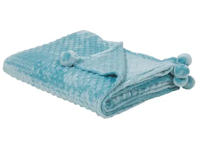 Produktbild von BELIANI Decke Hellblau Polyester 200 x 220 cm kuschelig
