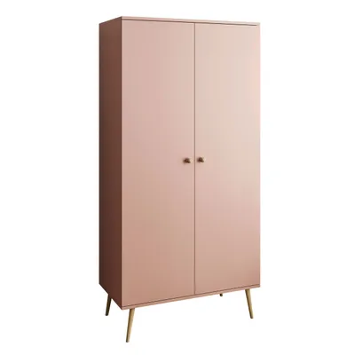 Produktbild von Zweitüriger Kleiderschrank HARMONY Natürlich Rosa, 5 Ablagen
