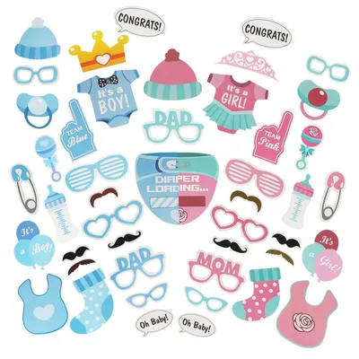 Produktbild von Fotocabine Requisiten, 50 Stück, Unisex Baby Shower Dekorationen, Geschlechtsenthüllung