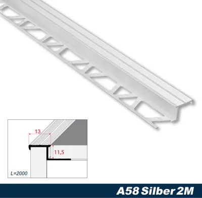 Produktbild von Effector Fliesenschiene aus eloxiertem Aluminium - Fliesenkanten Schutz - (S-Form Profil silber) Übergangsprofil Ausgleichsleiste Kantenfugen Design