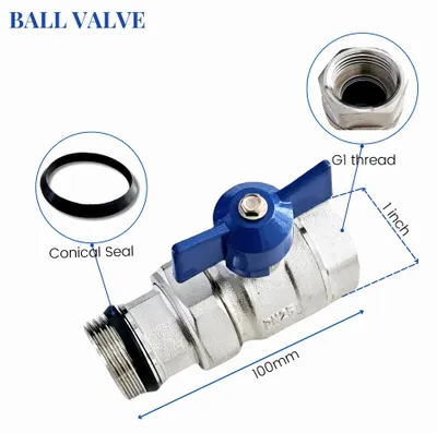 Immagine prodotto di Valvola di distribuzione isolante da 1 pollice, rossa/blu, con maniglia blu, per impianti di riscaldamento a pavimento