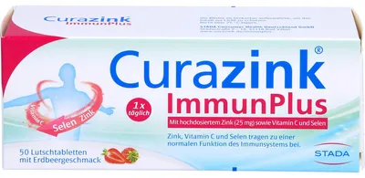 Zdjęcie produktu dla Curazink ImmunPlus pastylki do ssania o smaku truskawkowym, 50 tabletek