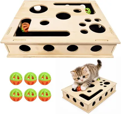 Produktbild von Katzenkratzpuzzle Holz, 30 x 25 cm, interaktives Katzenspielzeug für die Beschäftigung