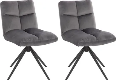 Produktbild von HOME DELUXE - Esszimmerstuhl NODA 2er Set - Farbe: Hellgrau - 360 Grad drehbar, weiche Polsterung, bis 120 kg belastbar I Küchenstuhl Speisestühle Esszimmerstühle