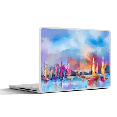 Produktbild von MuchoWow® Laptop Aufkleber Sticker Cover Malerei - Boote - Wasser 40x30 cm - Laptop Dekoration - Selbstklebend