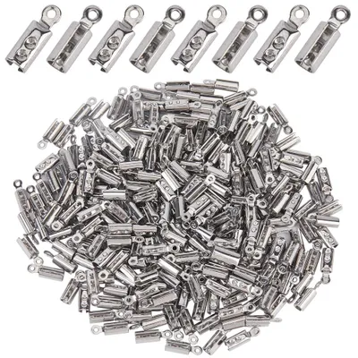 300 Stück 3 mm Faltbare Kordelenden Crimp-Endkappen