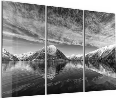 Produktbild von DEQORI Glasbild Echtglas 3x50x100 cm 'Reflexionsstille' Wandbilder XXL groß