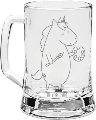 Produktbild von Mr. & Mrs. Panda Krug Einhorn Künstler - Transparent - Geschenk, Seidel, Stift, Farbe, Englisch, Bierhumpen, Unicorn, Maler, Welt, Bierkrug Mit Gravur, Malen, Humpen