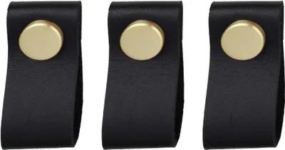 Immagine prodotto di Natural Goods Berlin Maniglia per mobili SCHLUPPE, pomolo per mobili, maniglia per mobili, pomolo per cassetti e porte, nero, oro (spazzolato), 3 pezzi