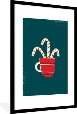 Produktbild von MuchoWow® MuchoWow® Gerahmtes Poster Weihnachtsschmuck - Weihnachten - Tasse 60x90 cm - Poster mit zchwarzem Bilderrahmen - Dekoration - Wandposter Wohnzimmer - Hochwertig