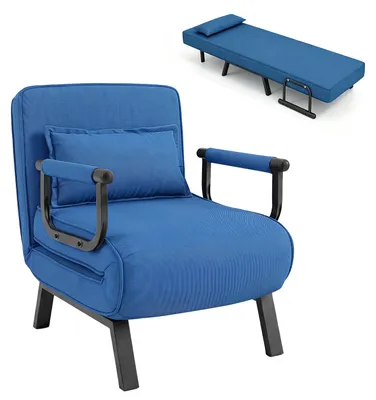 Zdjęcie produktu dla Fotel wypoczynkowy KOMFOTTEU, 3 w 1, rozkładana sofa z funkcją łóżka i poduszką, sofa z regulowanym oparciem i podłokietnikami, idealna jako dodatkowe łóżko dla gości (maks. obciążenie 180 kg) z metalową konstrukcją, przeznaczona do salonu i sypialni