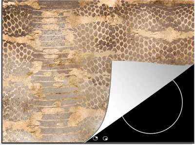 Produktbild von KitchenYeah© Herdabdeckplatte Tiermuster - Schlange - Gold - Luxus , 59x52cm, Küche Deko, Glaskeramikkochfeld Herdabdeckung, Abdeckplatte fùr Kochfeld