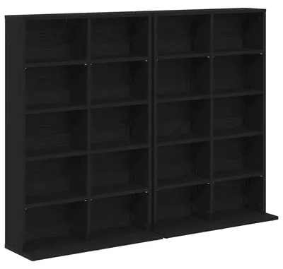 Productafbeelding van vidaXL CD-rek, 2 stuks, zwart eikenhout, 65 x 23,5 x 97,5 cm