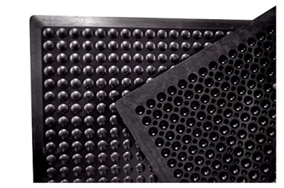 Produktbild von Bubble Rub | Profi Anti-Ermüdungsmatte | 100% Naturkautschuk | ergonomische Arbeitsplatzmatte mit Anlaufschrägen | Halbkugelprofil Noppen | 14mm hoch (90cm x 120cm, Schwarz)