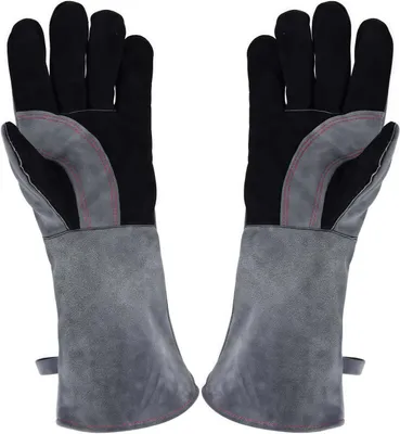 Produktbild von Schweißhandschuhe, 40cm Isolierte Handschuhe Leder, kratzfest, schnittfest, hitzebeständig bis zu 350 °C