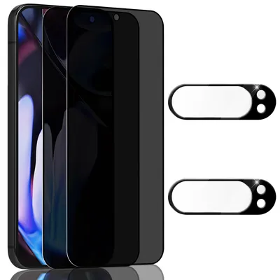 Zdjęcie produktu dla 2-pak Google Pixel 9 Pro Szkło ochronne na ekran Privacy & 2-pak ochrona obiektywu - Szkło hartowane 9H - Super jakość 3D