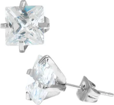 Image de Boucles d'oreilles classiques en acier inoxydable 316L avec zircone