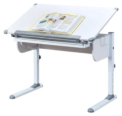 Produktbild von Cardeto - Schreibtisch, 110x55x68h cm Weiß, Tischplatte aus Metall