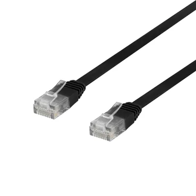 Image de Câble réseau Deltaco plat Cat6, 0,3 m, noir