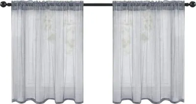 Produktbild von 2 Paneele transparente Vorhänge Stangentasche Netzgardinen Gardinen mit Store Vorhang Voile halbtransparent kurz Vorhang für kleine Fenster durchsichtiger Vorhang Café Grau 76x60cm