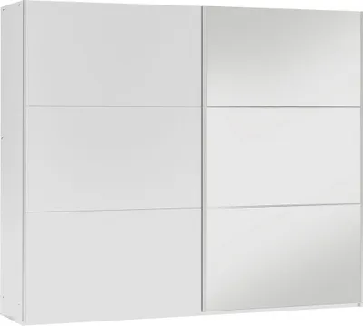 Produktbild von MIRJAN24 Schwebetürenschrank Vigo 250 mit zwei Türen, Kleiderschrank mit Kleiderstange, Frontspiegel (Farbe: Weiß)