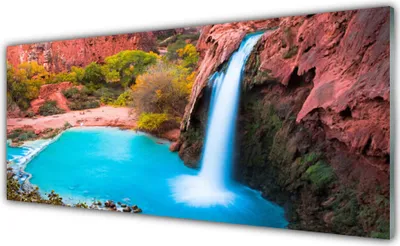 Produktbild von Acrylglasbilder 125x50 Wandbild Druck Wasserfall Gebirge Natur