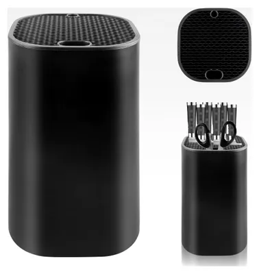 Produktbild von Messerblock ohne Messer, Universal Messerhalter mit Schlitzen und Abflussdesign für bis zu 10 Messer, geeignet für alle Küchenmesser (Schwarz)