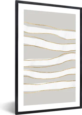 Produktbild von MuchoWow® Gerahmtes Poster Linie - Abstrakt - Muster 20x30 cm - Poster mit Schwarzem Bilderrahmen Wandposter Rahmen Foto Bilder - Drucken - Bilder Poster im Rahmen
