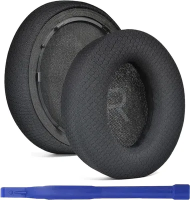 Image de Coussinets de rechange pour casque - Étuis pour casque - Confort d'écoute optimal - Tissu en mesh respirant - 19,1 x 11,1 cm - Noir