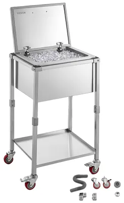 Produktbild von VEVOR Einbau-Eisbehälter, 20"L x 14"B x 12"H (508 x 355 x 306 mm) Edelstahl Einbau-Kühler, 30L kommerzielle Eiswanne mit Topfdeckel für den Außenbereich, Abflussrohr-Set enthalten, für kalten Wein und Bier