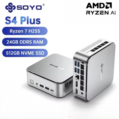 Produktbild von Soyo S4 Plus Mini PC AMD Ryzen 7 H255 24GB RAM DDR5 1024GB M.2 NVME SSD Win11