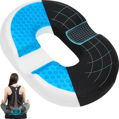 Obrázek produktu pro Ortopedická sedací podložka, vyrobená z paměťové pěny a gelu, ergonomický design, vhodná pro kancelářské židle