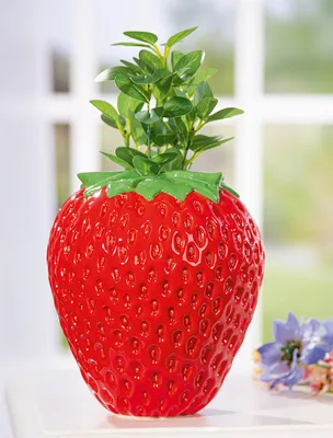 Produktbild von Gilde Vase, Erdbeere, "Frutilla", Keramik, rot, VE 2, H. 20 cm, D. 18,5 cm Höhe: 20.00 cm Durchmesser: 18.50 cm 58635
