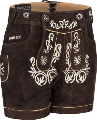 Immagine prodotto di PAULGOS pantaloni tradizionali da donna in pelle + bretelle, vera pelle, corti in 8 colori taglia 34-50 M2