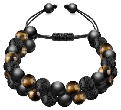 Produktbild von Emibele Heilungsarmband mit 8mm Perlen, 2 Schichte Perlenarmband aus Tigerauge S